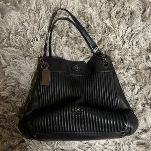 Coach black quilted leather shoulder bag